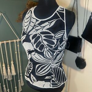 Andretta Donatello 100% Silk Beaded Tank Top Women’s Small